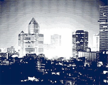 simsearch:400-04688937,k - Vector halftone illustration of a city at night Stock Photo - Budget Royalty-Free & Subscription, Code: 400-03913666