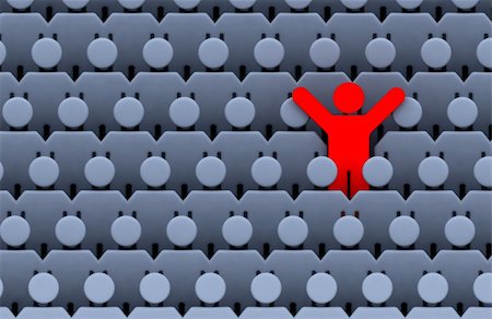 simsearch:400-04016023,k - the one red standing men among large crowd grey people Stock Photo - Budget Royalty-Free & Subscription, Code: 400-03913853