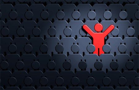 simsearch:400-04016023,k - the one red standing men among large crowd grey people Stock Photo - Budget Royalty-Free & Subscription, Code: 400-03913881