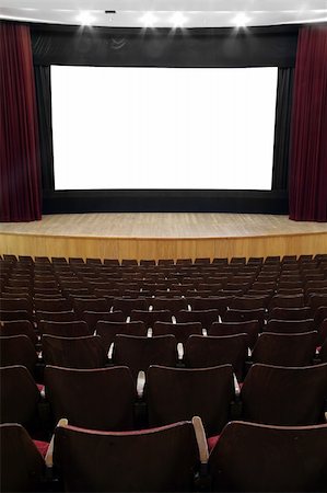simsearch:400-04854723,k - empty movie screen, red open curtain, wooden stage, wooden seats Stock Photo - Budget Royalty-Free & Subscription, Code: 400-03926891