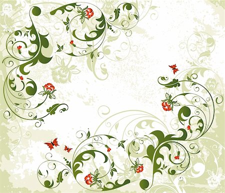 simsearch:400-03969815,k - Grunge paint flower background with butterfly, element for design, vector illustration Photographie de stock - Aubaine LD & Abonnement, Code: 400-03927449