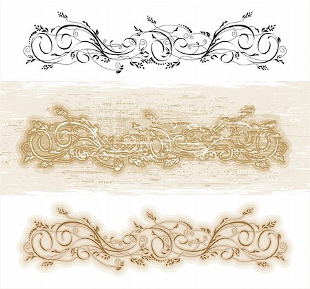 dirty photo frame - Vector swirl. Three variants for convenience of your use. Stock Photo - Budget Royalty-Free & Subscription, Code: 400-03927460