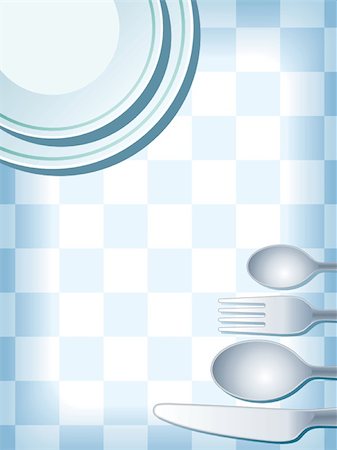 simsearch:825-03628865,k - Blue place setting with plate, fork, spoon and knife, vector Stock Photo - Budget Royalty-Free & Subscription, Code: 400-03927558