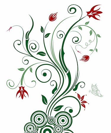 flowers drawings - Abstract floral chaos with butterfly, element for design, vector illustration Stock Photo - Budget Royalty-Free & Subscription, Code: 400-03927708