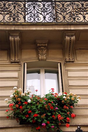 simsearch:400-05676936,k - Windows and balconies of old apartment buildings in Paris France Stock Photo - Budget Royalty-Free & Subscription, Code: 400-03927778