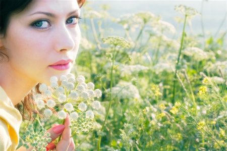 romantic image of a young woman in a meadow. Special toned and soft photo f/x Stock Photo - Budget Royalty-Free & Subscription, Code: 400-03927903