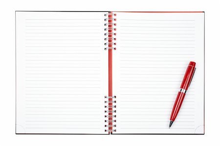 simsearch:6109-08395080,k - Blank notebook sheet with pen, over a white background. Path included Stock Photo - Budget Royalty-Free & Subscription, Code: 400-03929315