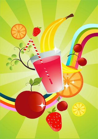 simsearch:400-05891431,k - A fruit smoothie with various fruits and a smoothie. Stock Photo - Budget Royalty-Free & Subscription, Code: 400-03920291