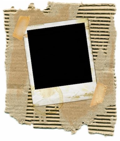 Ripped corrugated cardboard with polaroid and tape. Stock Photo - Budget Royalty-Free & Subscription, Code: 400-03920548