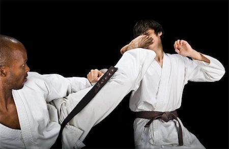simsearch:400-05908874,k - karate fight (kumite) hayashi ha style, African American and Caucasian, sport series Stock Photo - Budget Royalty-Free & Subscription, Code: 400-03922328