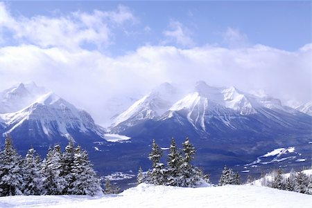 simsearch:400-07823385,k - Scenic winter mountain landscape in Canadian Rockies Stock Photo - Budget Royalty-Free & Subscription, Code: 400-03923364