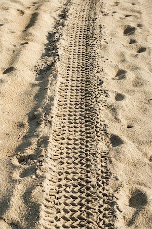 Tire track in the sand. Stock Photo - Budget Royalty-Free & Subscription, Code: 400-03923556