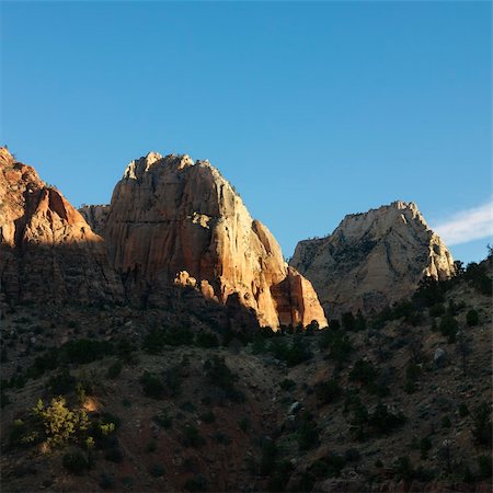 simsearch:400-03948680,k - Rocky cliffs and rock formations in desert of Zion National Park, Utah. Stock Photo - Budget Royalty-Free & Subscription, Code: 400-03923835