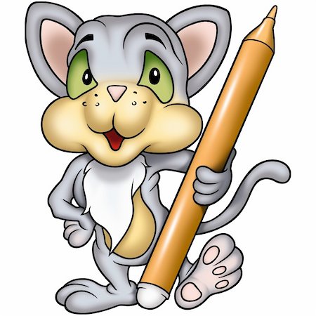 Cat 15 with marker - High detailed and coloured illustration - Cat painter Stock Photo - Budget Royalty-Free & Subscription, Code: 400-03934101