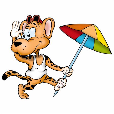 simsearch:400-04396497,k - Leopard 09 - High detailed and coloured illustration - Leopard with umbrella Stock Photo - Budget Royalty-Free & Subscription, Code: 400-03934116