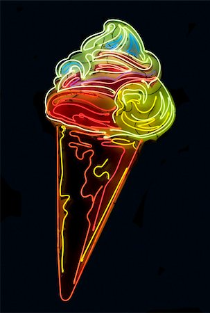 Neo ice-cream in yellow, orange, red, pink, white and blue, isolated on black. Foto de stock - Super Valor sin royalties y Suscripción, Código: 400-03934156