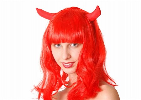 simsearch:700-00262810,k - Devil halloween girl over white Stock Photo - Budget Royalty-Free & Subscription, Code: 400-03935044