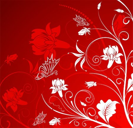 funky flower drawings - Flower background with butterfly, element for design, vector illustration Stock Photo - Budget Royalty-Free & Subscription, Code: 400-03935586