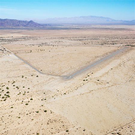 simsearch:400-03948680,k - Aerial view of remote landing strip in California desert. Stock Photo - Budget Royalty-Free & Subscription, Code: 400-03935667