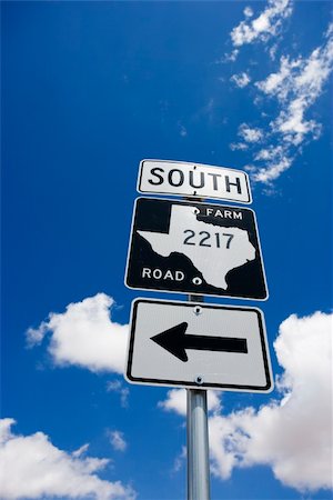 simsearch:600-03696739,k - Highway sign denoting south Texas farm road with arrow. Stock Photo - Budget Royalty-Free & Subscription, Code: 400-03935715