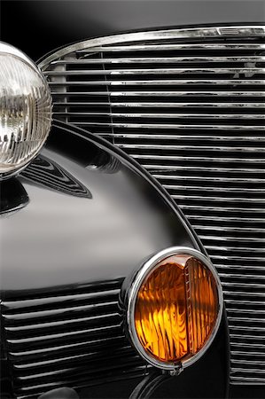 simsearch:600-01716651,k - The chrome grill and headlights of an antique classic car. Stock Photo - Budget Royalty-Free & Subscription, Code: 400-03936028