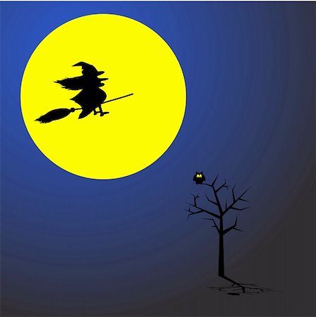 simsearch:700-00262810,k - Witch flying on a broom stick across a full moon. Concept: Halloween. Stock Photo - Budget Royalty-Free & Subscription, Code: 400-03936296