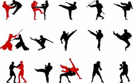 simsearch:400-04347301,k - martial arts silhouettes Photographie de stock - Aubaine LD & Abonnement, Code: 400-03936583