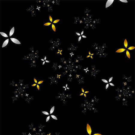 simsearch:400-04836804,k - many fractal flowers in gold and silver forming a spiral over black background Stock Photo - Budget Royalty-Free & Subscription, Code: 400-03936967