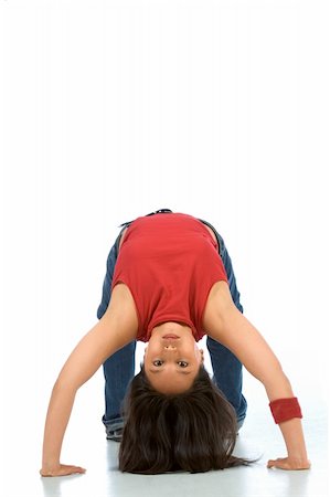 simsearch:6109-08802676,k - Break dancing girl in bridge pose (front view) Stock Photo - Budget Royalty-Free & Subscription, Code: 400-03938346