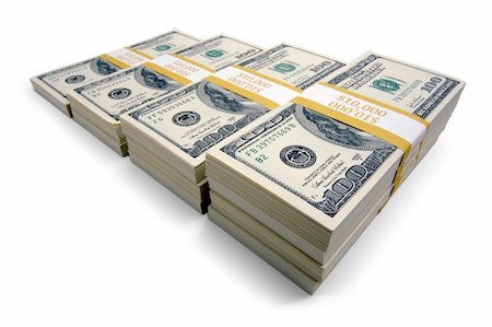 simsearch:400-04268399,k - Stacks of Hundred Dollar Bills on a white background. Stock Photo - Budget Royalty-Free & Subscription, Code: 400-03931384