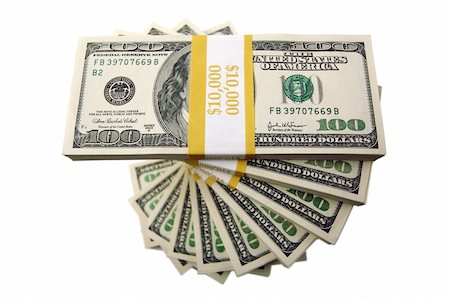 simsearch:400-07218287,k - Stacks of Hundred Dollar Bills on a white background. Stock Photo - Budget Royalty-Free & Subscription, Code: 400-03931385