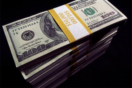simsearch:400-04268399,k - Stacks of Hundred Dollar Bills on a black background. Stock Photo - Budget Royalty-Free & Subscription, Code: 400-03931390