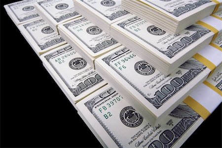simsearch:400-04268399,k - Stacks of Hundred Dollar Bills on a black background. Stock Photo - Budget Royalty-Free & Subscription, Code: 400-03931393