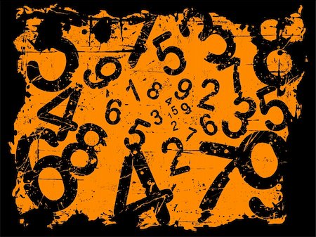 simsearch:632-03898264,k - Orange Grunge Illustration with Acid Etched Numbers (Layered Vector) Foto de stock - Super Valor sin royalties y Suscripción, Código: 400-03931499