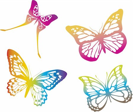 simsearch:400-08791935,k - colorful butterflies on white background Foto de stock - Super Valor sin royalties y Suscripción, Código: 400-03931678