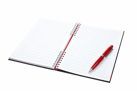 simsearch:6109-08395080,k - Blank notebook sheet with pen, over a white background. Path included Stock Photo - Budget Royalty-Free & Subscription, Code: 400-03931800