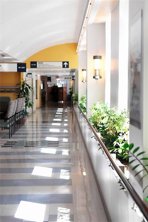 doctor patient sunny - Hospital corridor leading to a reception area Stock Photo - Budget Royalty-Free & Subscription, Code: 400-03932597