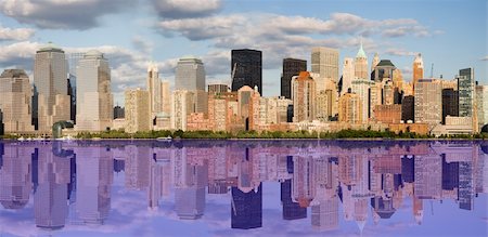 simsearch:400-04198862,k - An image of lower Manhattan with a reflection in the Hudson River area. Stock Photo - Budget Royalty-Free & Subscription, Code: 400-03932655