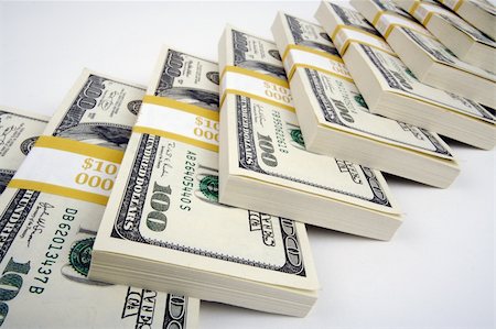 simsearch:400-04268399,k - Stacks of One Hundred Dollar Bills on a white background Stock Photo - Budget Royalty-Free & Subscription, Code: 400-03932738