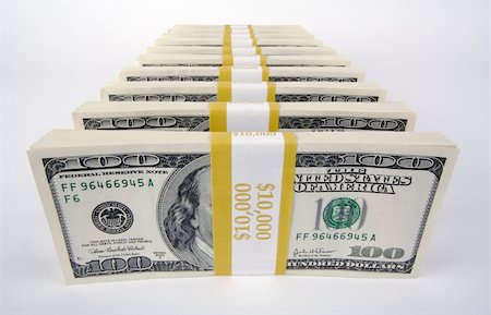 simsearch:400-04268399,k - Stacks of One Hundred Dollar Bills on a white background Stock Photo - Budget Royalty-Free & Subscription, Code: 400-03932740
