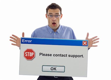 simsearch:400-03933798,k - Shocked computer user with error message - easily editable - isolated Stock Photo - Budget Royalty-Free & Subscription, Code: 400-03933795