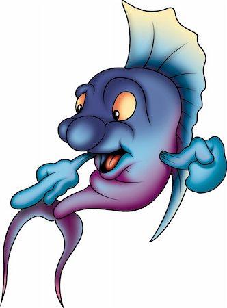 simsearch:400-04052109,k - Fish 14 - High detailed illustration - Blue-violet smiling fish Stock Photo - Budget Royalty-Free & Subscription, Code: 400-03933991