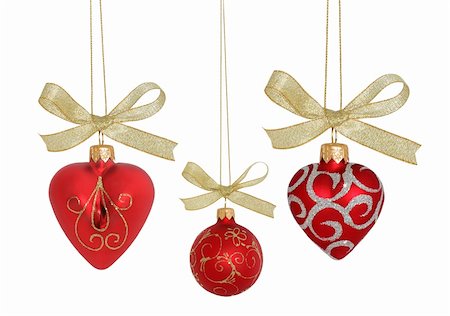simsearch:633-02418107,k - Christmas Ball / Red hearts and ball  (isolated  with clipping paths) XXL Stock Photo - Budget Royalty-Free & Subscription, Code: 400-03945800