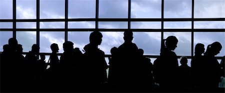 simsearch:614-00657328,k - People waiting in line at the airport silhouette Stock Photo - Budget Royalty-Free & Subscription, Code: 400-03945860