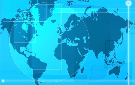 Computer designed blue world map background Stock Photo - Budget Royalty-Free & Subscription, Code: 400-03946768