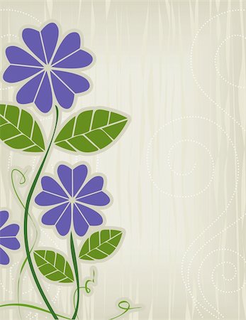 flowers drawings - Whimsical Floral motif, purple flowers and vines; layered file. Stock Photo - Budget Royalty-Free & Subscription, Code: 400-03947527
