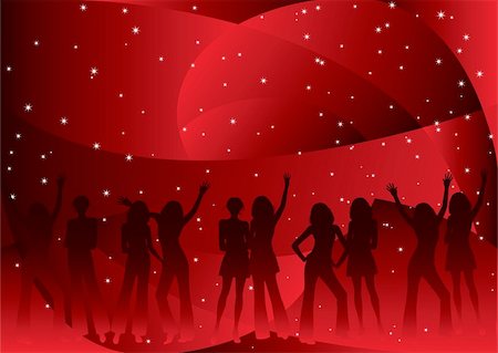 simsearch:400-04644405,k - Vector illustration with silhouettes of the young girls dancing on a night party Stock Photo - Budget Royalty-Free & Subscription, Code: 400-03947606