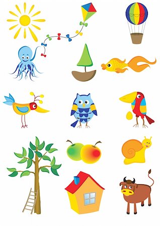 Vector set of cartoon characters and objects Stock Photo - Budget Royalty-Free & Subscription, Code: 400-03947623