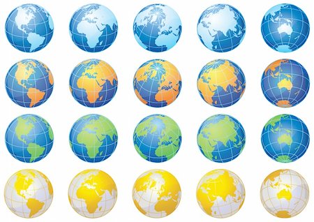 simsearch:400-04875639,k - vector illustration - Set from 25 isolated multi-coloured globes Stock Photo - Budget Royalty-Free & Subscription, Code: 400-03947646