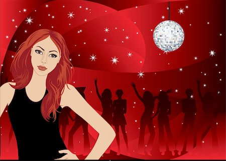 simsearch:400-04644405,k - vector  illustration of a young girl dances on a night party Stock Photo - Budget Royalty-Free & Subscription, Code: 400-03947643